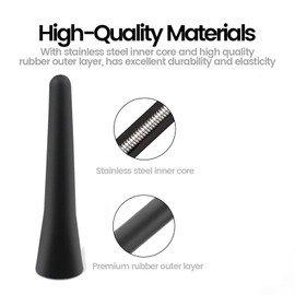 NewTH Car Antenna AM/FM Car Roof Antenna Mini Car Radio Antenna Universal Car Replacement Antenna Mast Set with Strong Reception Functions M4 M5 M6 Adapter, Black, 6.5 cm