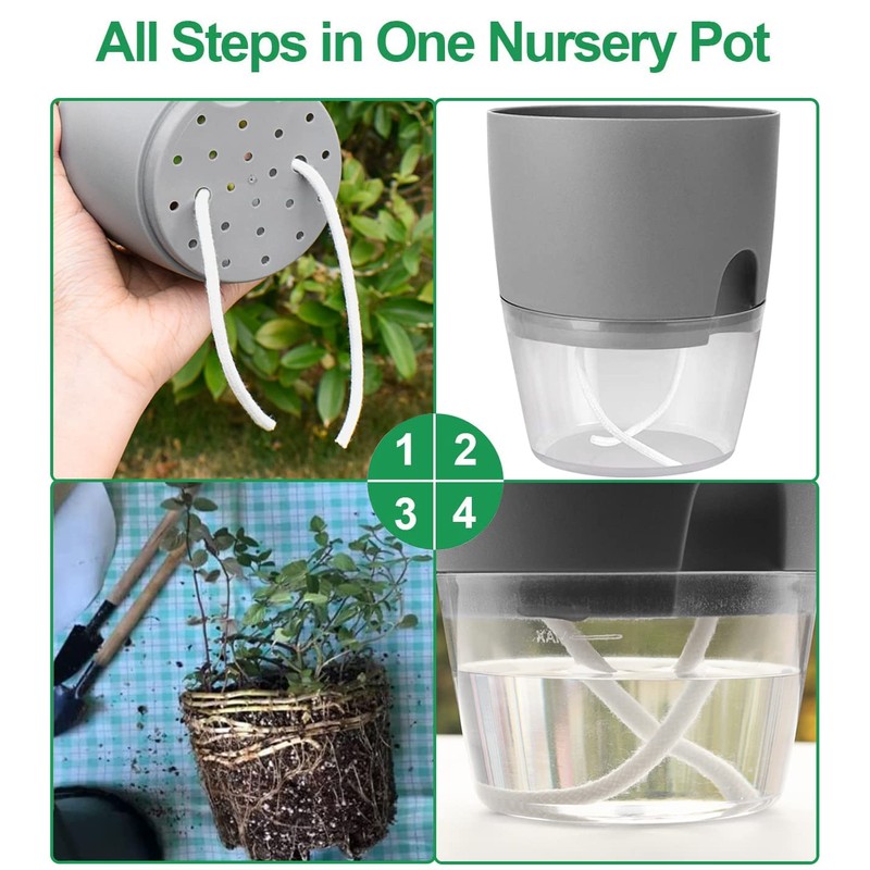 iDattel Herb Pot Kitchen Set, Window Sill, Self-Watering Set of