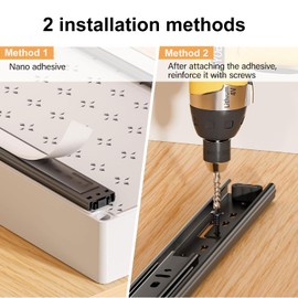 devesanter Telescopic Drawer, Adjustable Width Extendable Cabinet Organiser, Extendable Drawer Extendable Cabinet Organiser, No Drilling and Nailing Required (White)