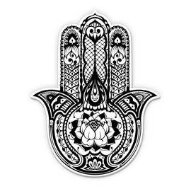 Hamsa Hand with Lotus - 12" Vinyl Sticker Waterproof Decal