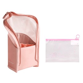 Makeup Brush Bag, Waterproof Makeup Brush Bag, Portable Travel Toiletry Bag, Multifunctional Eyebrow Pencil Bag with 1 Piece Storage Bag with Zipper (Pink), rose