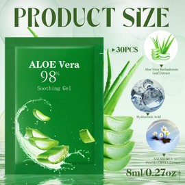 Siifert 30 Pcs Aloe Vera Gel Bulk Travel Size Soothing Gel 98% Organic Aloe Vera Moisturizer for Skin and Hair Face Moisturizer for Sunburns Relief, Razor Burns, DIY Skincare