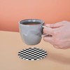Black and White Checkered Coasters for Drinks Round Leather Coaster