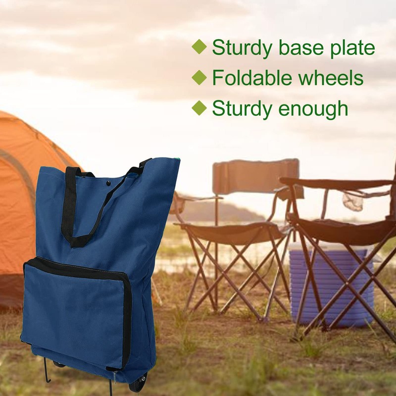 Foldable Shopping Cart with Wheels, Reusable Shopping Cart Bag, Large