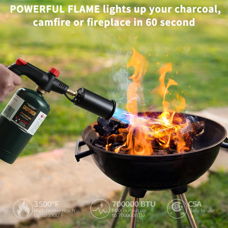 POWERFUL Grill Torch Charcoal Torch Lighter, Campfire Starter,Sous Vide,Kitchen torch,Grill