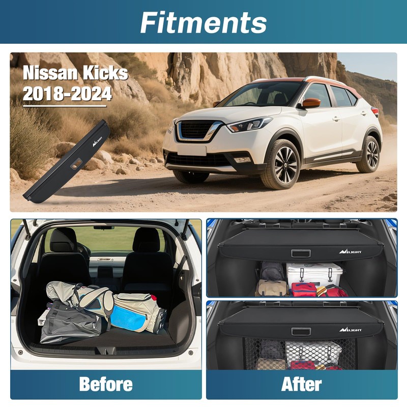 Nilight Trunk Cargo Cover for Nissan Kicks 2018 2019 2020
