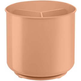 Rotating Extra Large Peach Plastic Utensil Holder Caddy with Sturdy No-Tip Weighted Base, Removable Divider, and Gripped Insert - Dishwasher Safe Kitchen Utensil Holder for Countertop