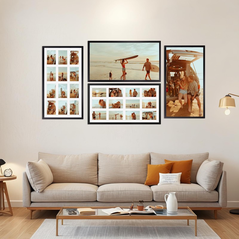 QUTREY 12 Opening Collage Picture Frame 4x6, Black Photo Frame