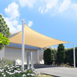 HOMA 15' x 17' Beige Rectangle Sun Shade Sail Canopy, 95% UV Blockage Awning Shelter Fabric Cloth Screen for Patio Outdoor Backyard - Heavy Duty Commercial Grade (Custom Size - Made in USA)