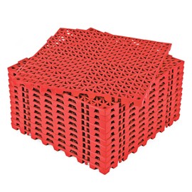 ToLanbbt Modular Interlocking Cushion 12P 11.8" x 11.8" Interlocking Rubber Floor Drain Holes Non-Slip Splicing Drainage Mats for Deck, Shower, Kitchen, Drain Pool, Sauna Bath, Indoor Outdoor (Red)