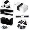 GTOTd Black Office Supplies Desk Accessory Kit,Set of Stapler,Tape Dispenser,Staple