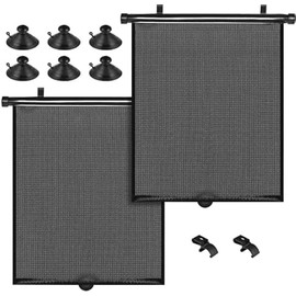 PLTCAT 2 Pack Car Sun Shade Side Window for Baby, Roller Vehicle Shades Sun Protection Shade for Car Side Window (Standard-16''x18'')