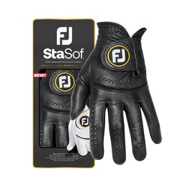 FootJoy Men's StaSof Golf Glove, Black, Large, Worn on Left Hand