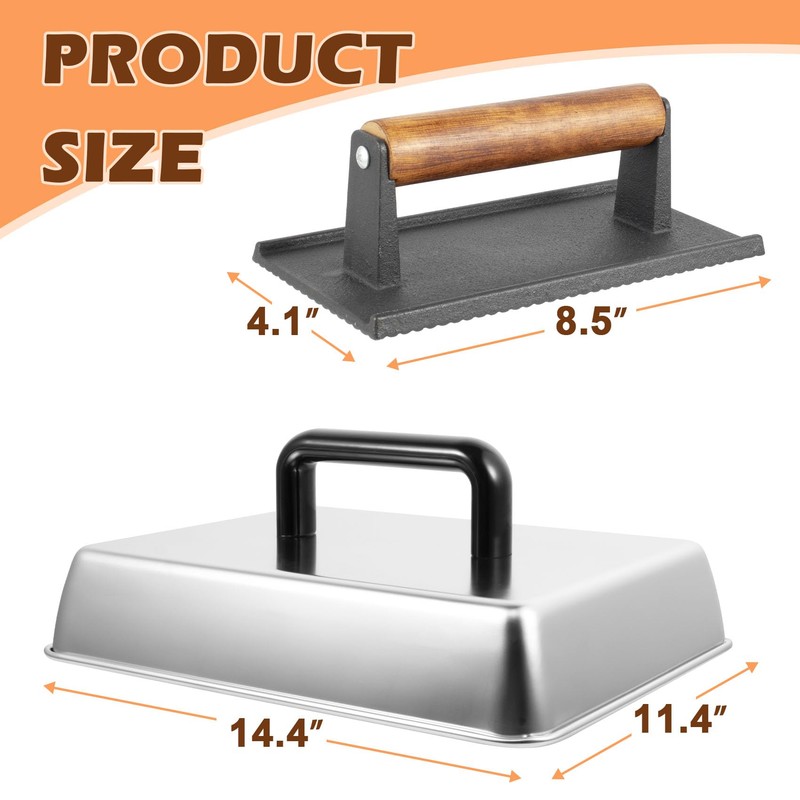 14 Inch Rectangular Melting Dome & Grill Press Kit for