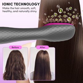 Longyu 3 in 1 Hair Blow Dryer Brush 1200W Negative Ionic Hot Air Brush with Ceramic & Tourmaline Technology One Step Hair Dryer and Styler for Straightening Drying Smoothing (Gray)