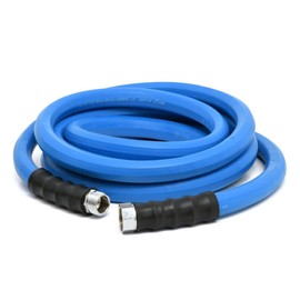 AG-LITE AL3415 3/4" x 15' Rubber Farm & Ranch Water Hose, Lightweight, 500 PSI, 50F to 190F Degree, Polyester Braided, Brass GHT Fittings, 4 Finger-Grip Bend Restrictor, Agriculture & Industrial Use