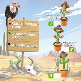 ariel-gxr Dancing Cactus Plush Toy,Wiggle Creative Singing Talking Cactus Repeat What You Say Soft Funny Plush Interactive Toy Figures for Kids,Home Decoration (sand hammer)
