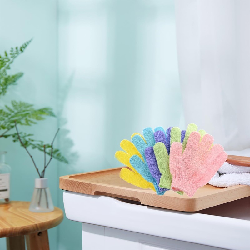 MOLOPPO Bath Glove 2PCS Use Loofah Sponge Exfoliating Body Scrubber