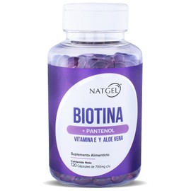 NatGel Vitaminas para Cabello  Biotina con Pantenol y Vitamina E  Fortalece y Hidrata Cabello, Piel y Uas  120 Capsulas Softgels de 700mg             