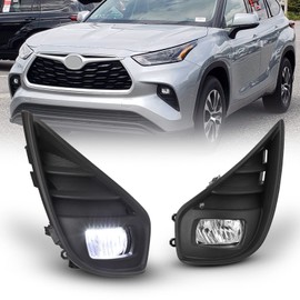 AUTOWIKI LED Fog Lights Set for 2020 2021 Toyota Highlander OEM Fog light Assembly Left and Right Side with Switch and Wiring Kit