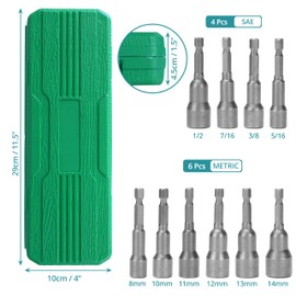 Belle Vous Magnetic Socket Set 10-Piece - Socket Set - Screwdriver Set - SAE and Metric Impact Drill Set - 8-14 mm Steel Socket Wrench Extensions