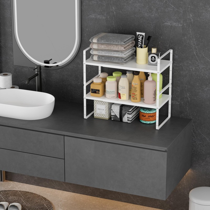 WEJIPP Cabinet Organizer Shelf Expandable Cabinet Space Rack Stackable Shelves