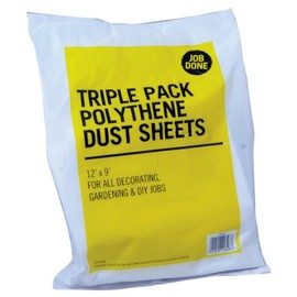 Triple Pack Polythene Dust Sheets 12' x 9' - for All Decorating, Gardening & DIY Jobs