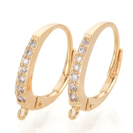 Fashewelry 20 piezas de latón CZ Huggie Hoop Earrings Leverback Micro Pave Crystal CZ CZ Rhinestone Ear Wires 18K Gold Clip Ear Hook with Hang Loop 17x14mm