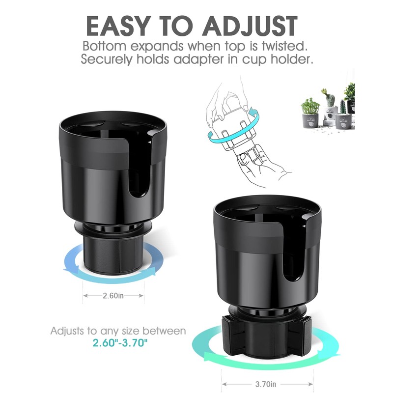 ALIENSX Upgraded Car Cup Holder Expander Adapter with Adjustable Base,