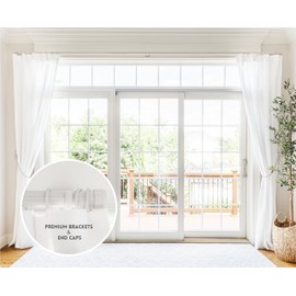 BlastHome® Luxury 7 ft Custom Curtain Rod – 1 1/4" Large Diameter – Premium Brackets & Endcaps – Nonadjustable Rods Connect for a Seamless Look – Brushed White Finish