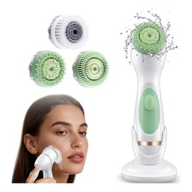 Cepillo Facial Eléctrico USB Inalámbrico 2 Velocidades Malubero, Blanco Verde