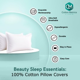2 Pack Pillow Shams King Size 20x36 – 600 Thread Count 100% Organic Cotton White Pillow Covers with 2 Inch Decorative Flange, Soft & Smooth Premium Hotel-Quality Pillowcases Set of 2
