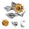 FOMIYES Sunflower Open Ring with Rhinestones Adjustable Finger Decoration for