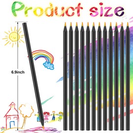 TINNIVI TINNIVI Art Supplies for Kids and Adults, 7 Color in 1 Black Wooden Rainbow Colored Pencils Pre-sharpened, with Sharpener, for Coloring Books, Easter Basket Stuffers, Drawing, Sketching (12pcs)