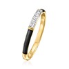 Ross-Simons Black Enamel and Diamond Ring in 18kt Gold Over