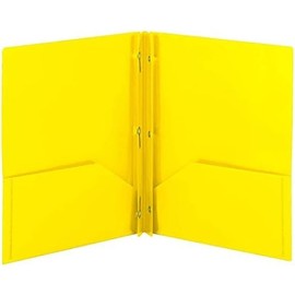 TheBeliver LLC Office Products Plastic Folders with 2 Pockets, Letter Size Poly Folders with 3 Metal Prongs Fastener Clips, (Yellow)