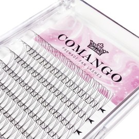 CoMango Premade Fans Eyelash Extensions 3D-C-0.07-12mm Premade Volume Lash, Short Stem Eyelash Extensions Pre Made Fanned Russian Volume Lash Extensions Mix Tray