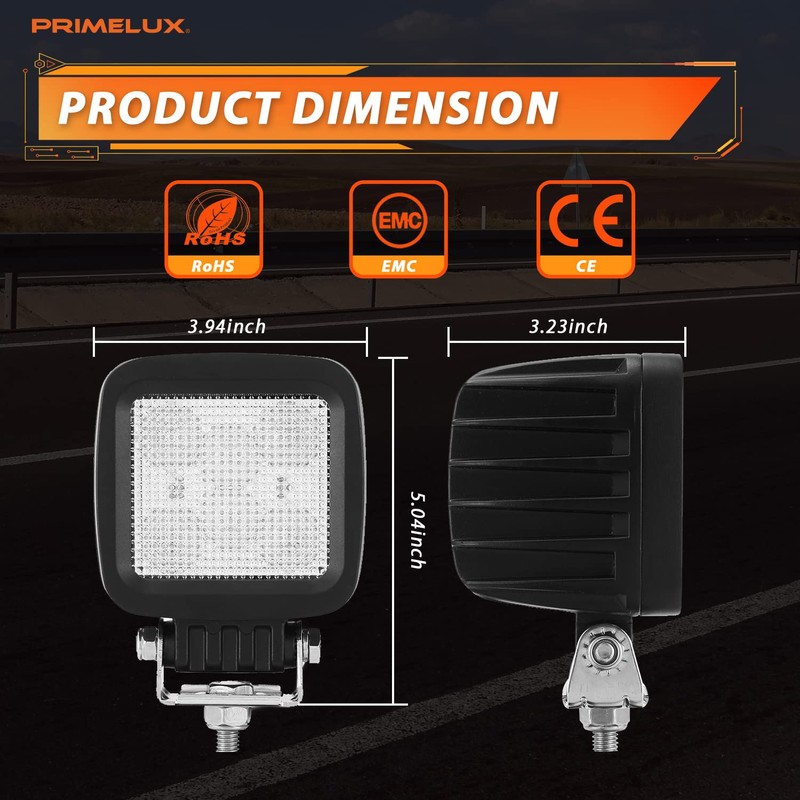 Primelux 4 Inch 42W 3660LM LED Tractor Lights,12-24V LED Tractor
