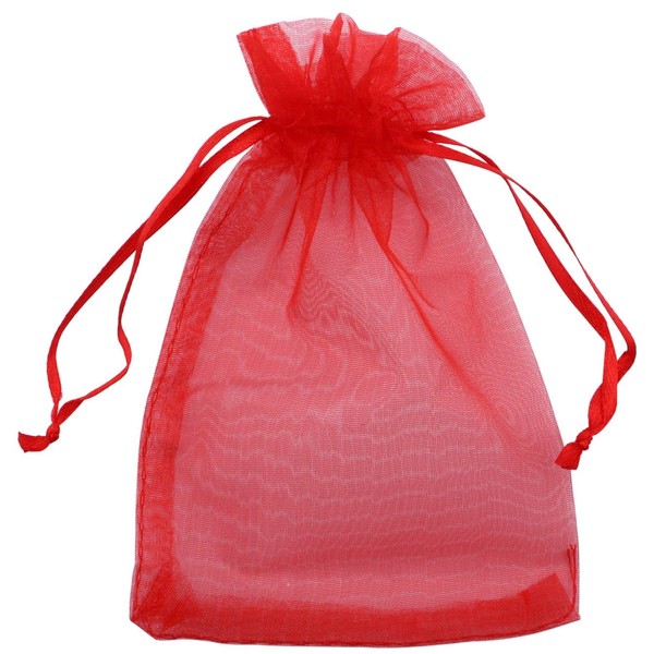 Allgala 100 Count Orangza Gift Party Favor Bags with Drawstring-6x8 Inch-Red-PF53305