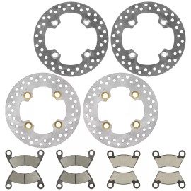 Caltric 2 Front Rear Brake Disc Rotor W/ Pads for Polaris RZR 900 2014