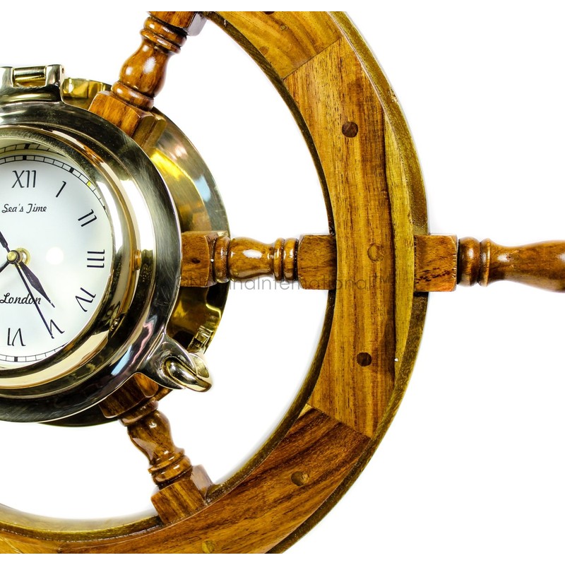 Nagina International Premium Nautical Home Decor Polystone Pirate's Porthole Clock