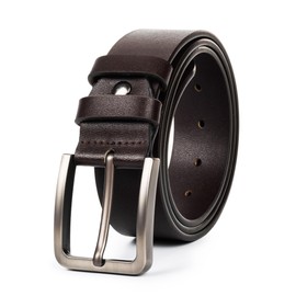 WAYLIT Leather-Belt-Men Classic-Casual-Belts for Jeans Fashion - Mens Genune Pin-Buckle Leather-Belts (Brown, 33"-37"/110CM)