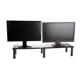 Mind Reader DUBMO-BLK Large Dual Stand for Computer Screens, Riser Support The Heaviest Monitors, Printers, Laptops, TV's, Perfect Shelf Organizer for Office Desk Accessories, Height Adjustable, Black
