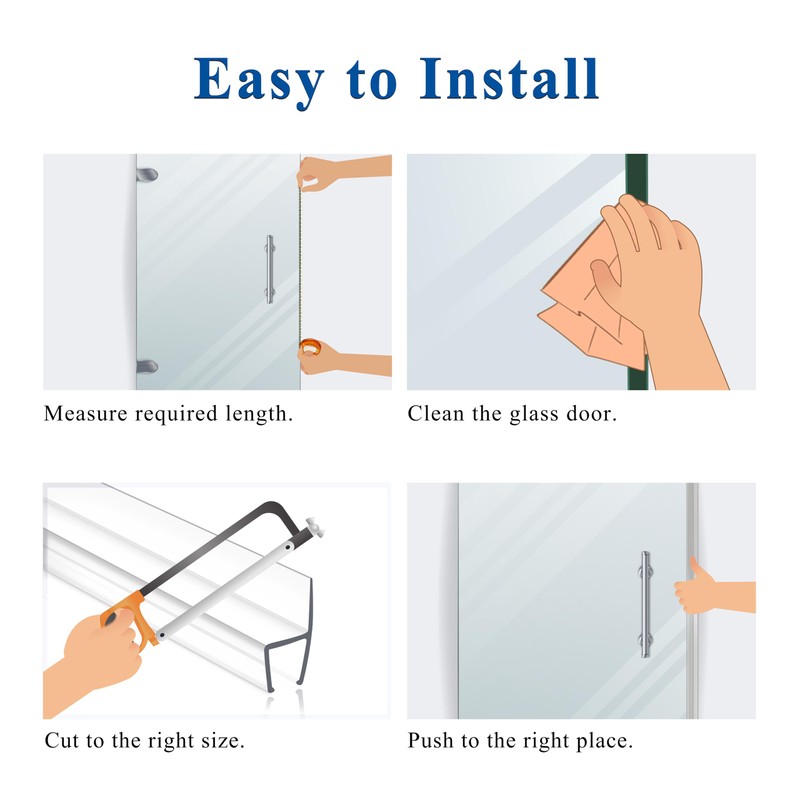 EAISMON Frameless Shower Door Seal Set, 4 Pack x 39"