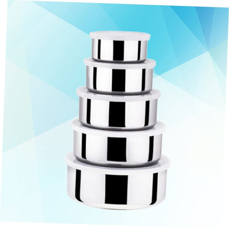 Mikinona Space-Saving Nesting Food Containers with Leakproof Lids Stainless Steel