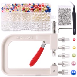 Mardatt 1335pcs Bead Making Machine and Colorful Bead Kit Hand Press Bead Rivet Buttons Set of 5 Sizes Handmade Beading Accessories for Hats Shoes Clothes Bags