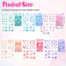 TIESOME 24 Blatt Aquarell Blasen Deko Aufkleber, Selbstklebend Kawaii Kpop Fotokarten Bastel Blasen Bastelaufkleber Für Scrapbook Journaling Diy Karten Alben Handyhüllen