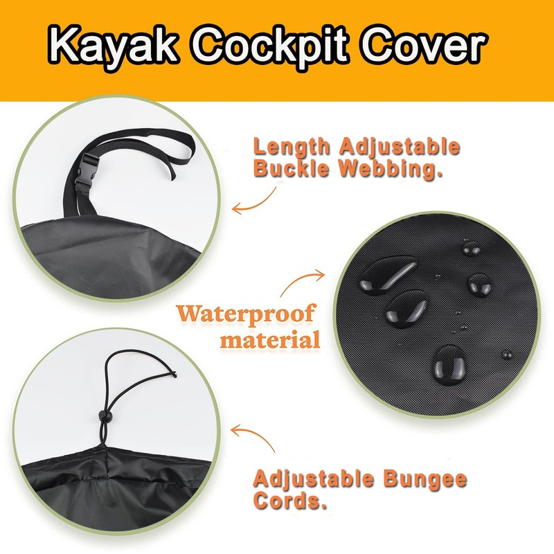 AUDIFU Kayak Cockpit Cover Waterproof UV50+ Oxford Kayak Cockpit Cover