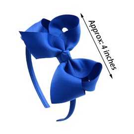 2 Pieces 4 Inch Bow Headband Grosgrain Ribbon Headbands With Bows For Girls (Blue)