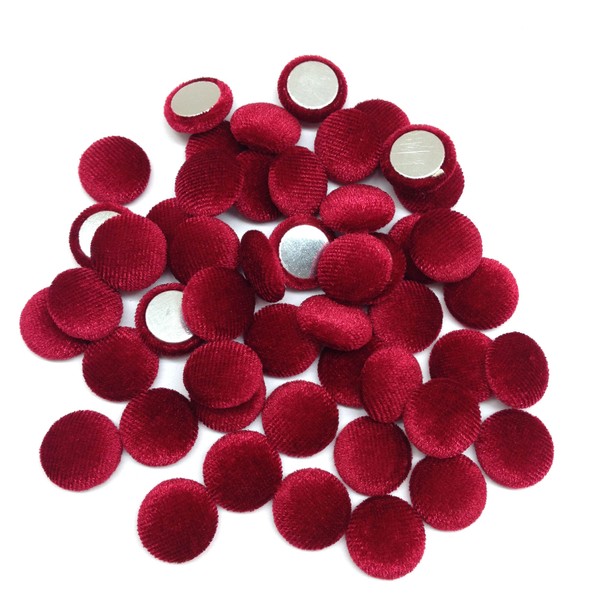 PEPPERLONELY 50PC 15mm Velvet Fabric Cloth Covered Flat Back Round